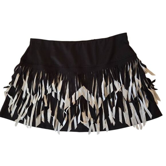 Lucky In Love Womens Black White Fringed Tennis Skort Size Small - Picture 4 of 9